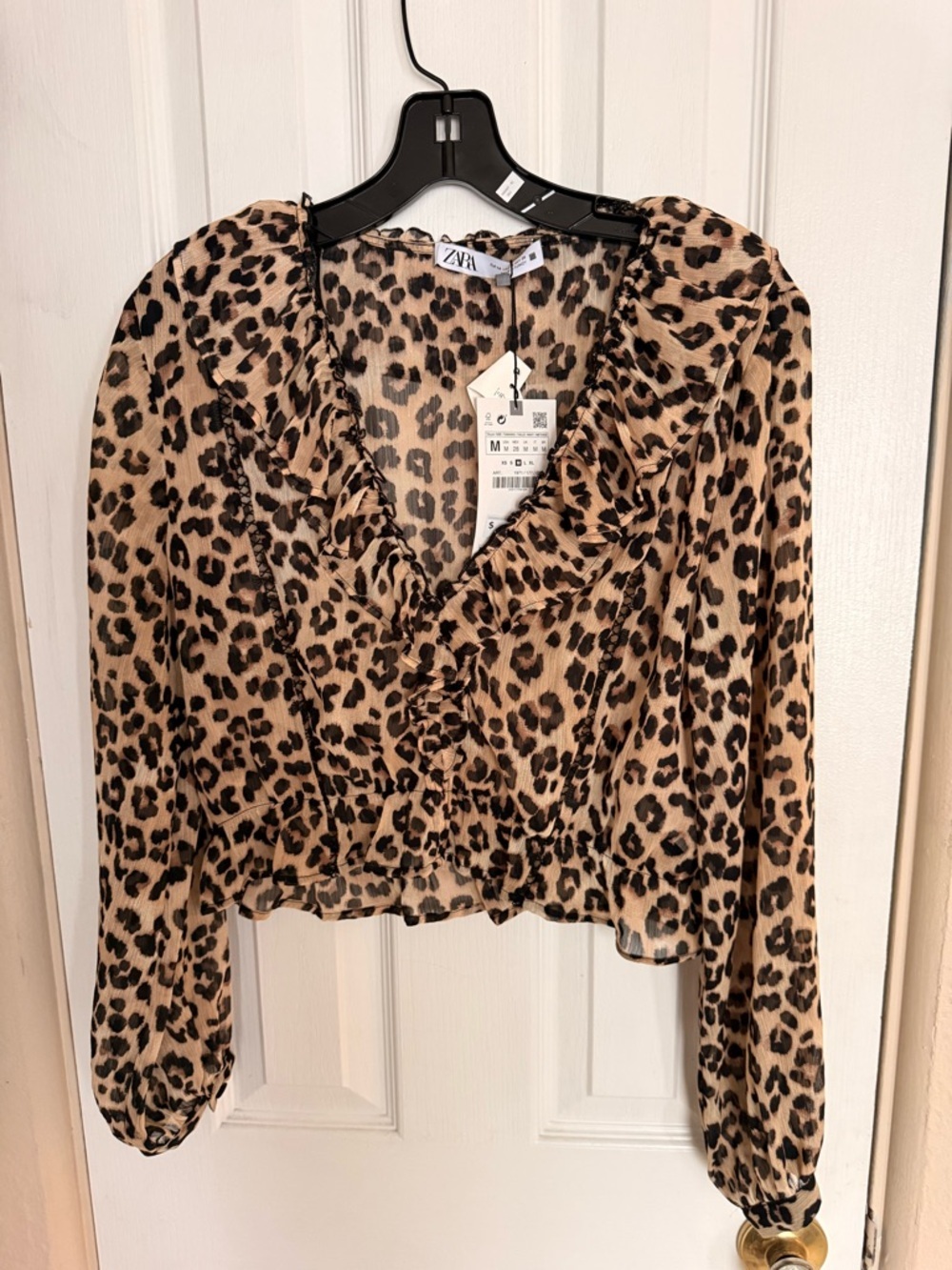 Zara sheer leopard animal print top NWT - Picture 3 of 5